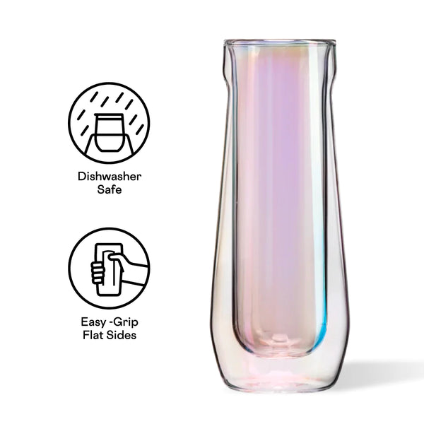 Double Pack Stemless Flute Glass - Prism