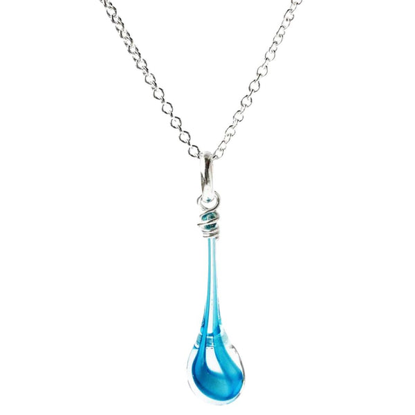 Maressa Glass Teardrop Pendant - Aqua Tornado