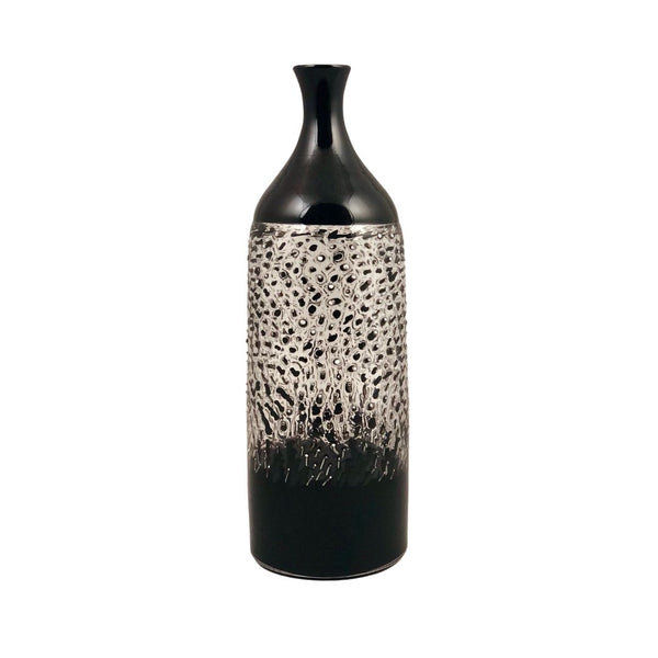 Black & White On Transparent Glass Murrine Bottle