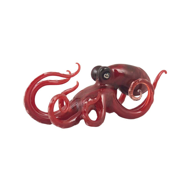 Small Glass Octopus - Crimson
