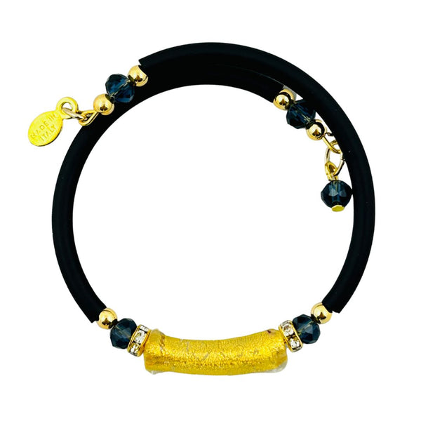 Glass Bead Rubber Bracelet - Gold Rush