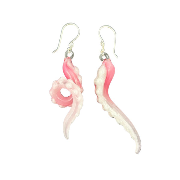 Glass Octopus Tentacle Earrings - Cotton Candy
