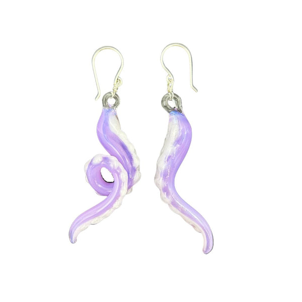 Glass Octopus Tentacle Earrings - Lavender