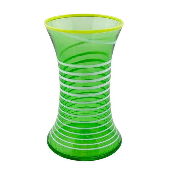 White Stripe Hourglass Vase - Lime