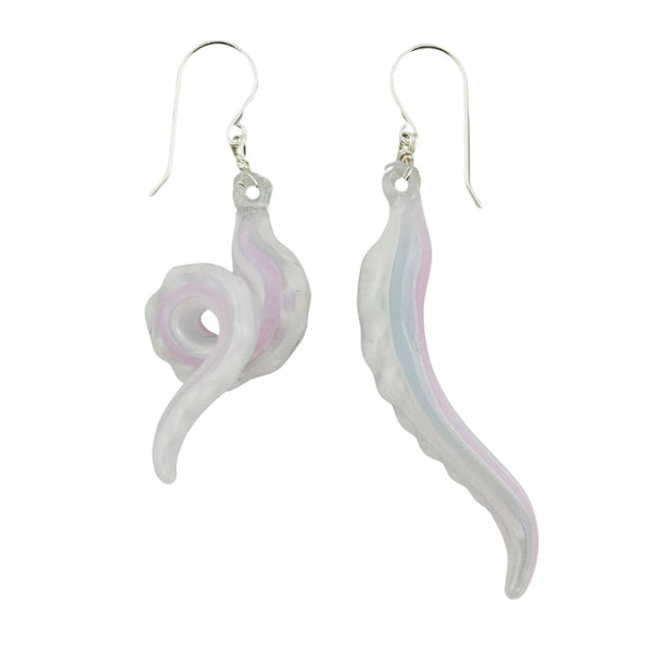 Glass Octopus Tentacle Earrings - Cotton Candy