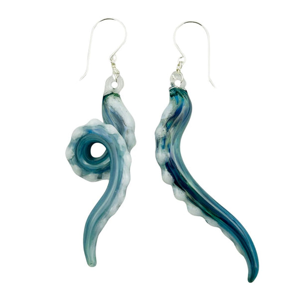 Glass Octopus Tentacle Earrings - Ocean Floor