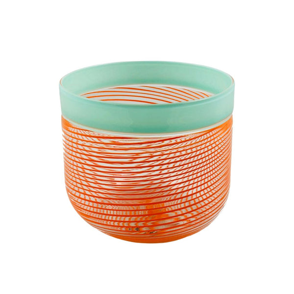 Incalmo Cane Vase - Mint Rim & Orange Cane