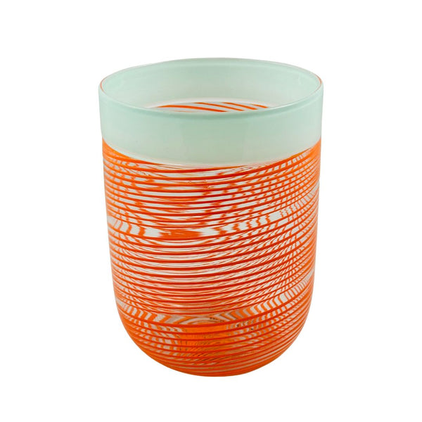 Incalmo Cane Vase - Mint Rim & Orange Cane