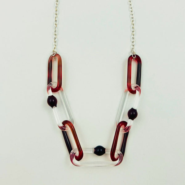 Color Link Chain Necklace - Burgundy