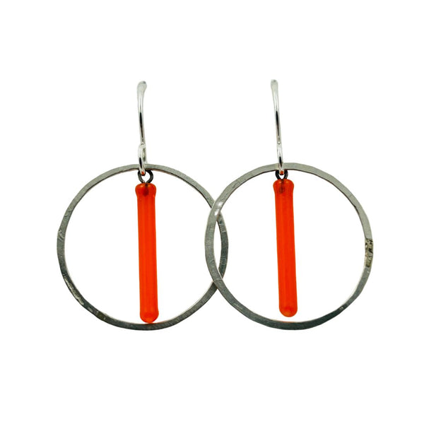 Mini Pendulum Hoop Earrings - Orange