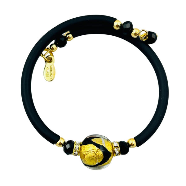 Glass Bead Rubber Bracelet - Art Deco