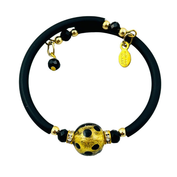 Glass Bead Rubber Bracelet - Leopard