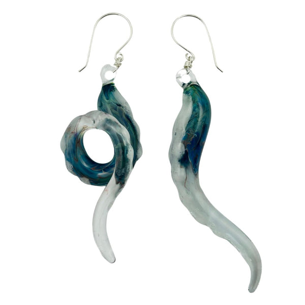 Glass Octopus Tentacle Earrings - Ocean Floor
