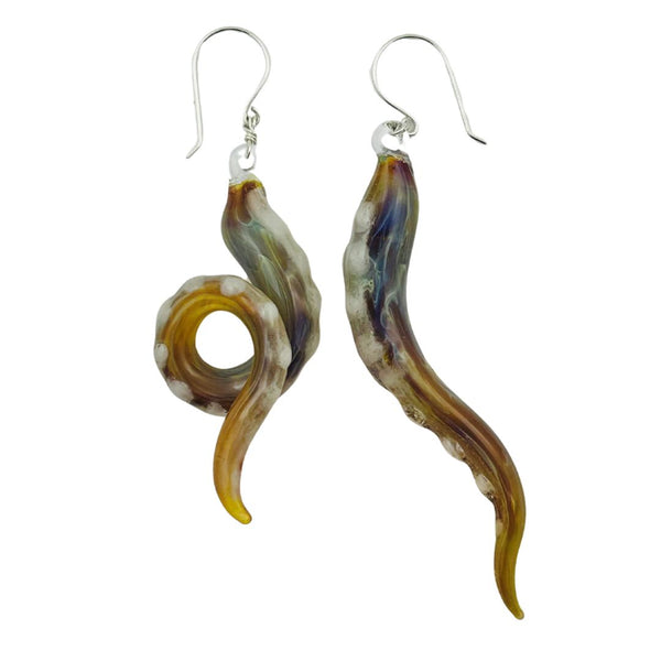 Glass Octopus Tentacle Earrings - Mollusk