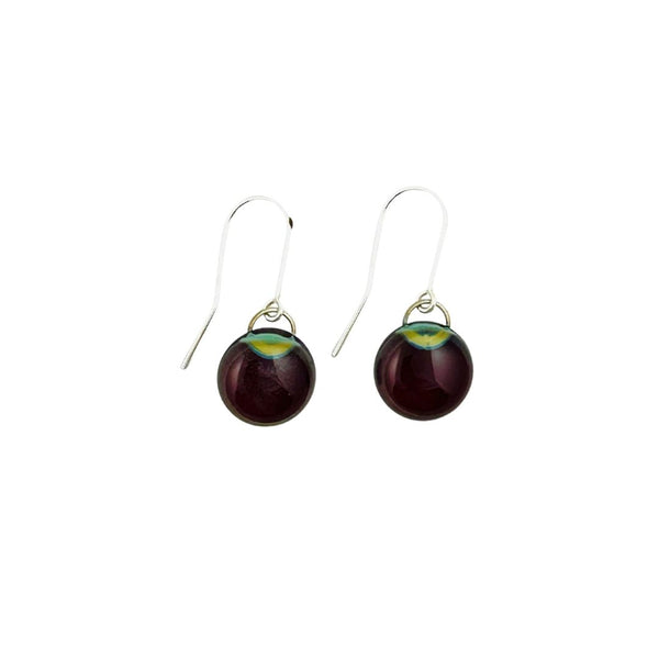 Glass Dot Earrings A - Black Cherry