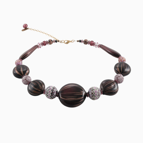 Blown Black Purple Avventurina Necklace