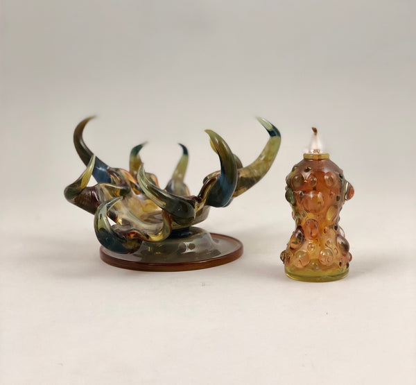 Spiked Candle Holder w/ Oil Cylinder