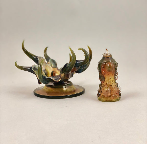 Spiked Candle Holder w/ Oil Cylinder