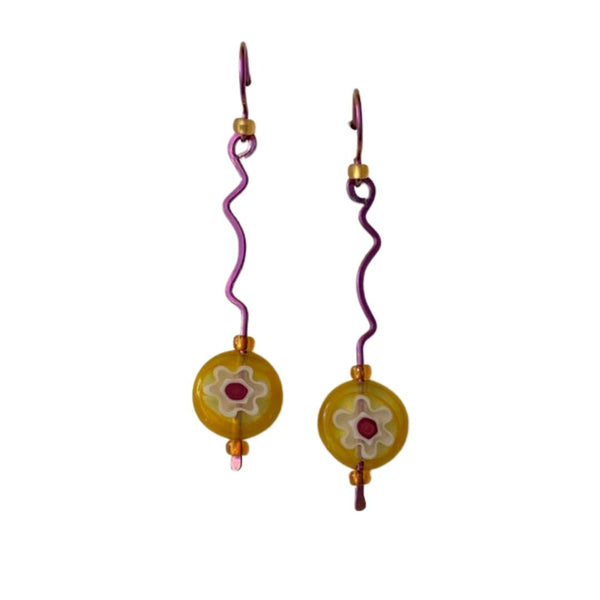 Millefiori Bead Niobium Earrings #11