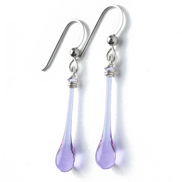 Solaris Glass Teardrop Earrings - Lavender