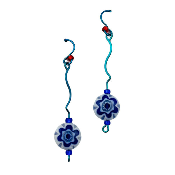 Millefiori Earrings - Midnight Orchid