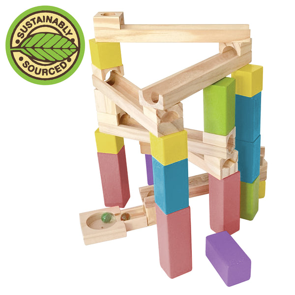 Wooden Marble Run - 30 Piece