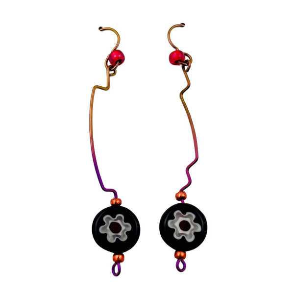 Millefiori Earrings - Velvet Rose