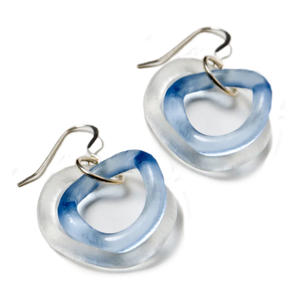 Small Wave Earrings - Clear & Periwinkle