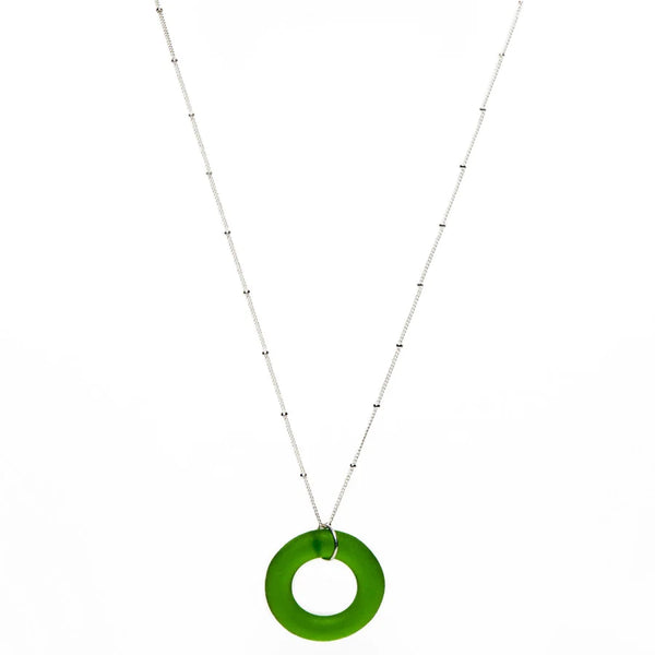 Recycled Bottle Seaglass Style Necklace - Lime