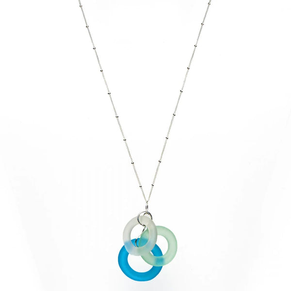 Seaglass Style Chandelier Necklace - Aqua