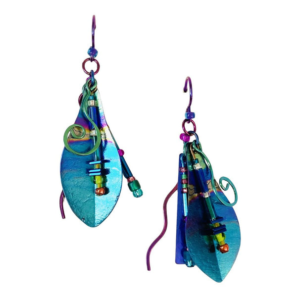 Niobium Earrings - Blue Curlicue