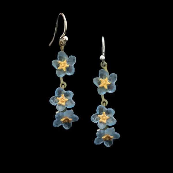 Forget Me Not Triple Flower Wire Earrings