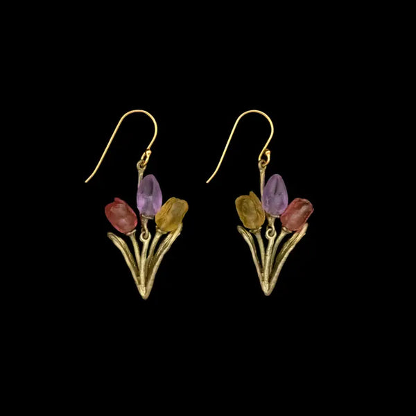 Tulip Wire Earrings - Pink, Purple, Yellow