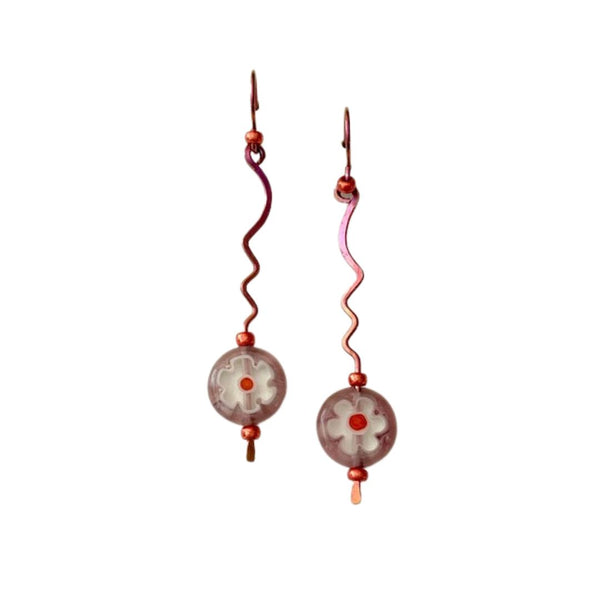 Millefiori Bead Niobium Earrings #9