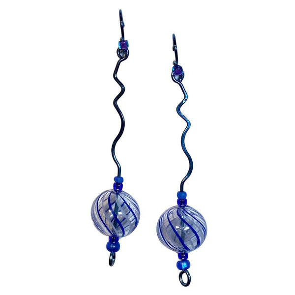 Bead Niobium Earrings - Water & Ice