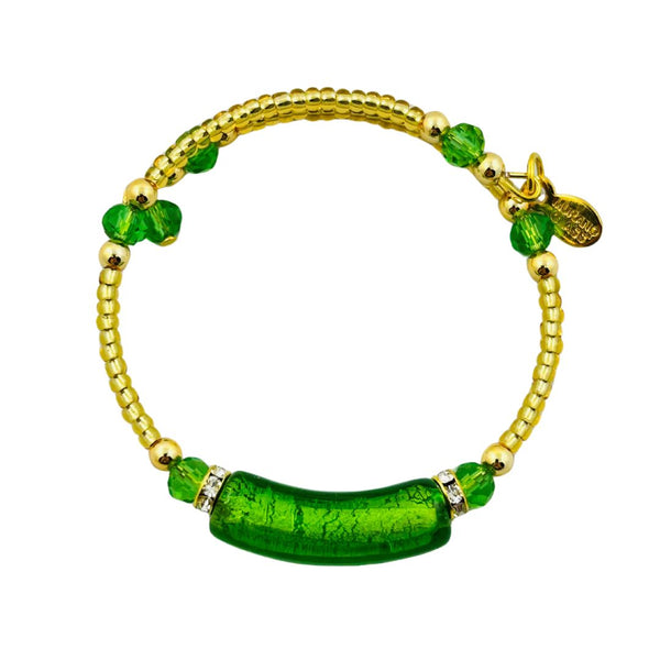 Glass Bead Gold Wire Bracelet - Brat Summer