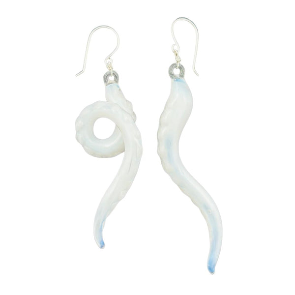 Glass Octopus Tentacle Earrings - Clouds