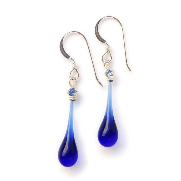 Solaris Glass Teardrop Earrings - Cobalt