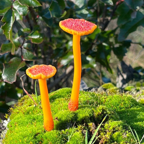 Mushroom Plant Spike Pair - Yellow & Orange
