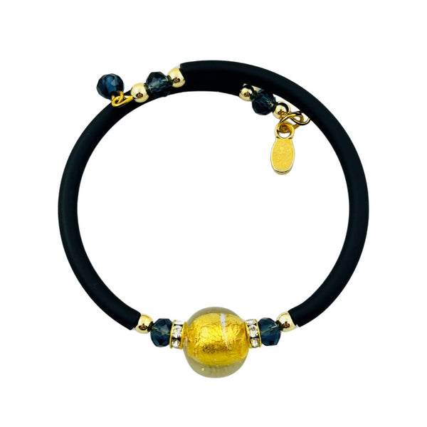 Glass Bead Rubber Bracelet - Dulce de Leche