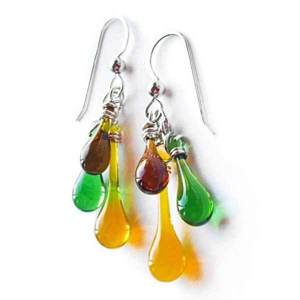 Trio Glass Earrings - Fall Colors