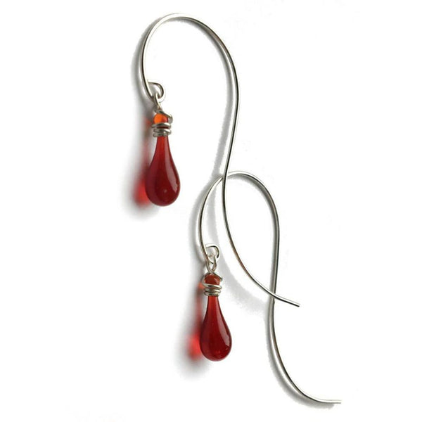 Hanging Vine Glass Earrings - Garnet