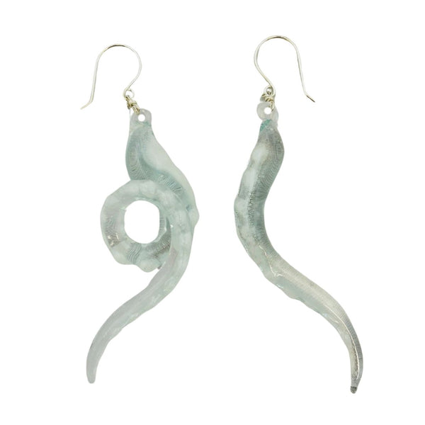 Glass Octopus Tentacle Earrings - Glacier