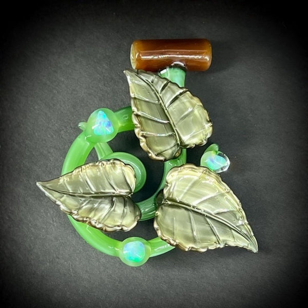 Gold Trifoliate Leaf Pendant w/ Opals