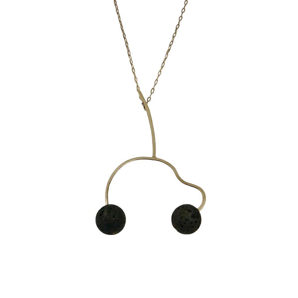 Tune Fork Lava Bead Necklace