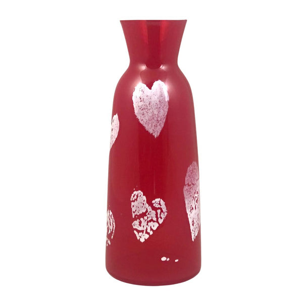 Red Vase with White Hearts