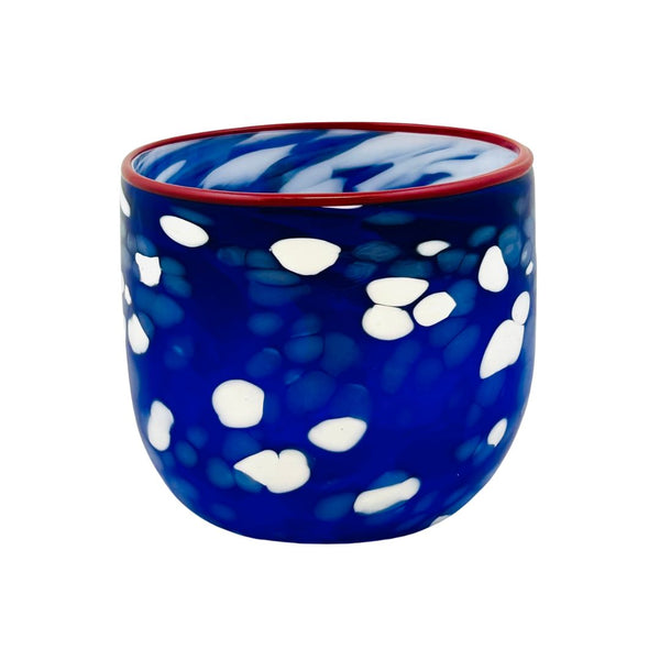 Cobalt Blue Basket w/ White Dots & Red Lip