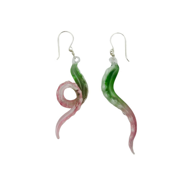 Glass Octopus Tentacle Earrings - Primrose