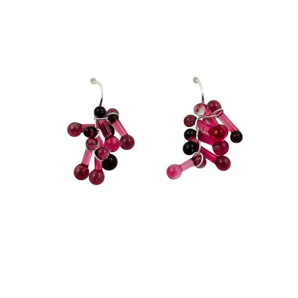 Rossetti Cluster Earrings - Hot Pink