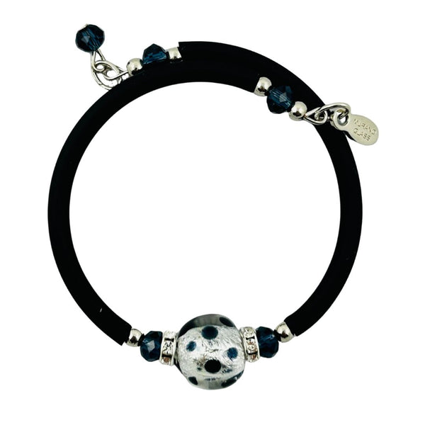 Glass Bead Rubber Bracelet - Spinning Chrome